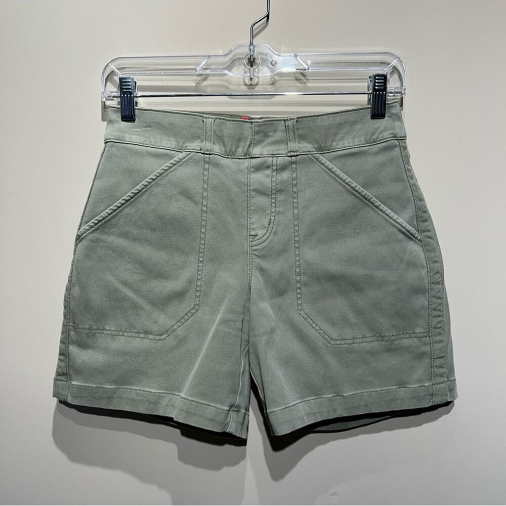 Spanx Sage Green High Waist 6”-Inseam Stretch "Twill" Pull-On Shorts Size XS
